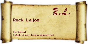 Reck Lajos névjegykártya